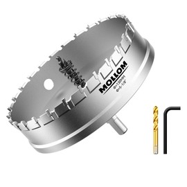Mollom (5-1/8''|130mm) Heavy Duty Carbide Hole Saw with 2 Pilot Drill Bits, Hole Cutter cuts Stainless Steel, mild Steel, Iron, Copper, Brass, Plastic