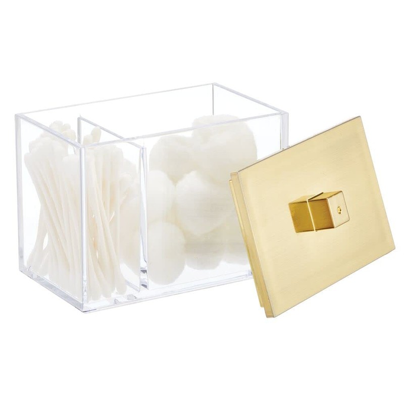 mDesign Modern Square Bathroom Vanity Countertop Storage Organizer Canister Jar