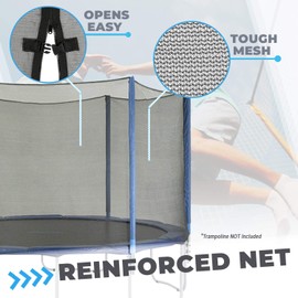 Trampoline Safety Enclosure Set of Net, 8 Poles & Hardware, Fits 13 FT. Round Frame - Installs Outside Frame
