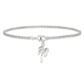 IceCarats 925 Sterling Silver 10 inch Palm Tree Anklet Summer Beach Foot Ankle Bracelet