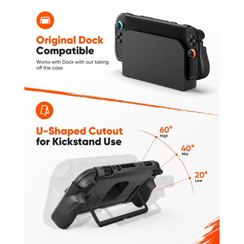 Switch 2 Grip Case, Dockable Protective Cover with Screen Protector