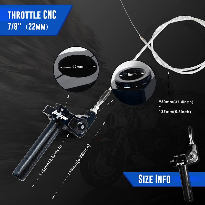 Throttle Grip Motorcycle 22mm CNC Aluminum Quick Twister Throttle Cable