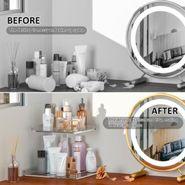 Hongtuocb 2-Tier Perfume Tray,Clear Perfume Organizer for Dresser and Counter,Acrylic Perfume Stand Organizer Vanity Trays Makeup Storage Holder for Bedroom Decor (10x8)