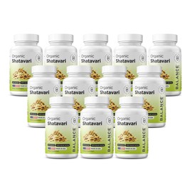 Organic Shatavari 1200mg, 60 Capsules - Lactation Support Vitamins, Hormonal Balance for Women, Asparagus Racemosus Root (Pack of 12)