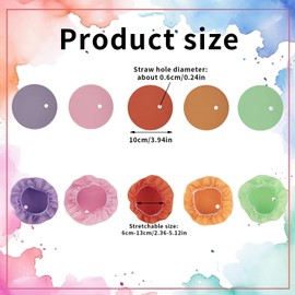 30pcs Drink Covers Scrunchie for Alcohol Protection, Cloth Drink Protector Reusable Washable Cup Covers with Straw Hole Stretchable Cup Lids Caps for Women Men Bar Party