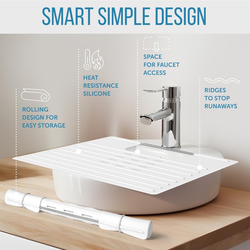 Bathroom Sink Cover for Counter Space, Heat Resistant Silicone Mat