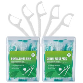 Dental Floss Picks, 2 Travel Floss Cases,100 Counts,Each Individually Wrapped, Dental Flossers,Floss Sticks,Tooth Floss,Dental Sticks,Teeth Flossers Picks, Gift 1 Mini Toothpick Box.