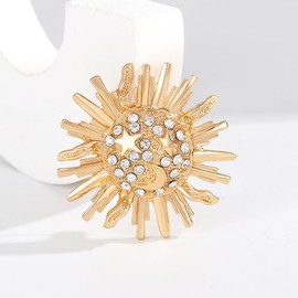 GKDFK Dainty Golden Sun Brooches for Women Men Vintage Gold Tone Sun Star Moon Lapel Pins for Blazer Jacket Dress Hat Accessories Fashion Jewelry Gifts