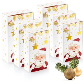 com-four® 6-Piece Gift Box Set in 3 Sizes - Gift Boxes with Christmas Motifs - Folding Box Made of Sturdy Cardboard Cardboard - Foldable Cardboard Box (6 Pieces - Stars/Santa)