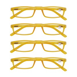 MODFANS Reading Glasses Yellow +2.25-4 Pairs Fashion Readers Narrow Frame Spring Hinge for Men Women
