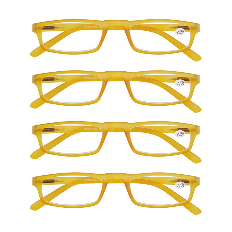 MODFANS Reading Glasses Yellow +2.25-4 Pairs Fashion Readers Narrow Frame