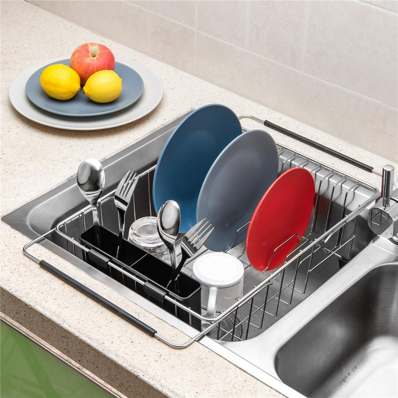 SANNO Dish Drying Rack, Large Dish Rack Adjustable Deep Dish