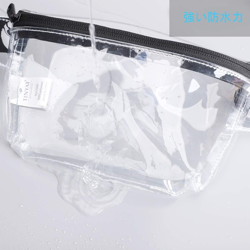 TINYAT Women's Waist Pouch, Transparent, Small, Clear Bag, Shoulder Bag,