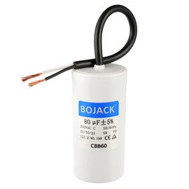 BOJACK Run Capacitor 80 uF MFD 250V AC120 MFD CBB60 2 Wire 50/60Hz Cylinder Motor Run Capacitor for Motor Blower air Compressor and air Conditioner Compressor Replacement Part