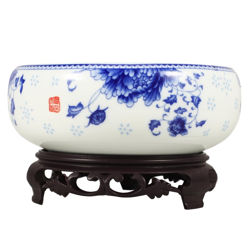 YARNOW Ceramic Bowl Hydroponic Planter Water Lily Bowl with Stand