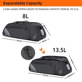 BEEYEO Rear Bike Rack Bag, 13.5L Waterproof Bicycle Ebike Saddle Bag Bicycle Trunk Pannier Rear Seat Bag with Reflector, Cycling Bike Carrier Backseat Storage Luggage for Commuter Travel