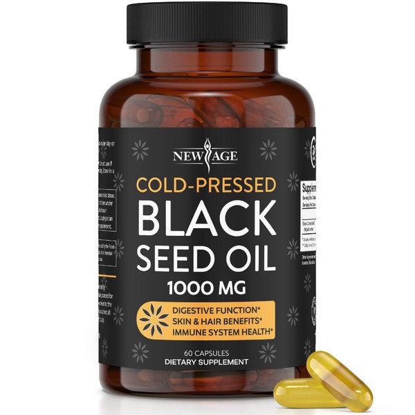 Black Seed Oil Softgel Capsules - Premium Cold-Pressed Nigella Sativa Producing Pure Black Cumin Seed Oil - Non-GMO & Vegetarian (60 Softgels)