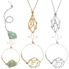 PH PandaHall 2 Colors Crystal Stone Holder Necklace 4pcs Crystal Bracelet Holder Adjustable Empty Stone Holder Stainless Steel Necklace Bracelet for Christmas Birthday Women DIY Jewellery Making