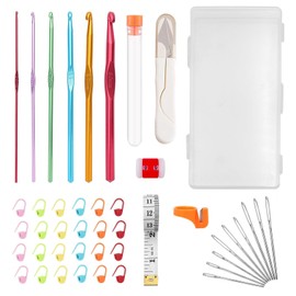 YISCOKO Crochet Hook Crochet Set 44 Pieces Crochet Hook Set Crochet Set for Beginners Comfort Grip Crochet Knitting Needles Kit Household