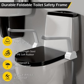 Dyna-Living Toilet Safety Rails 480lbs Load-Bearing Toilet Safety Frame with Flip Up Non-Slip Aluminum Alloy Armrest Toilet Assist Devices for Seniors Toilet Support Bars for Elderly Toilet Seat Rails