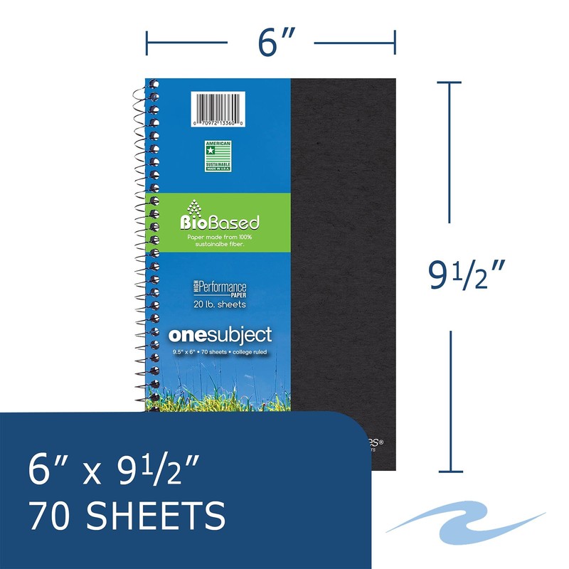 ROARING SPRING Environotes College Ruled 1 Subject Recycled Spiral Notebook,Assorted
