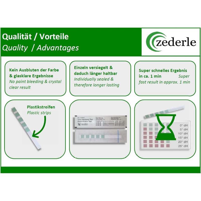 zederle (10 pieces) Water Hardness Test Strips Test Kit Individually