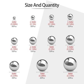 WJMY Ball Bearing Balls, Steel Balls, 510 Pieces, Stainless Steel Metal Balls for Bicycle, Mountain Bike, Sack Truck, Spare