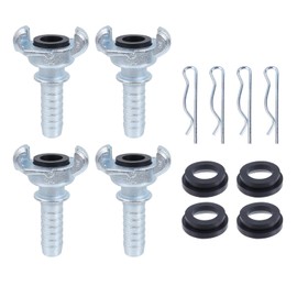 3/4 Inch Hose Barb Chicago Air Hose Fitting 4Pcs, Universal Coupling with 2 Lug, Male End, for Air Tools and Compressor, with Rubber Bushing & Locking Pins