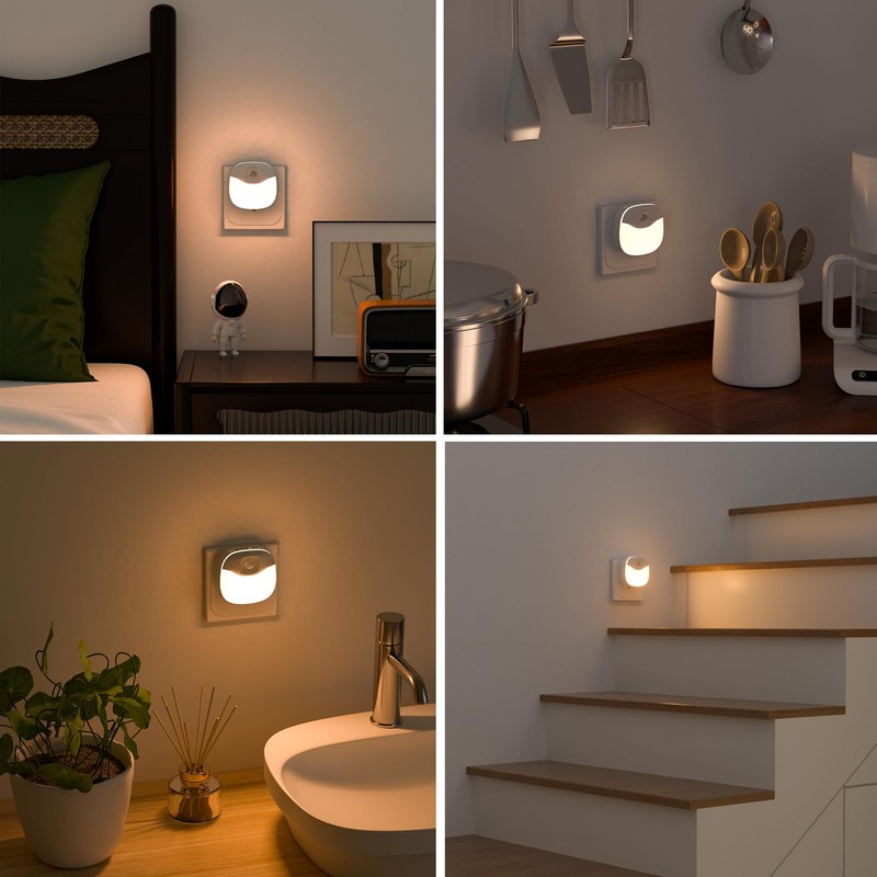 SOAIY Pack of 2 LED Night Light Socket with Motion