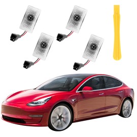 SPOBODY Car Door Logo Projector Puddle Lights Ultra-Bright Welcome Light 3D Laser Ghost Shadow Light Compatible with Model 3 Y S X Accessories (for TTEE-SS-LL-aa, 4)