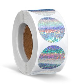 500Pcs 1Inch Holographic Stickers Round Silver Circle Disco Sticker Sparkly Metallic Sealing Stickers, Iridescent Glitter Sticker, 2.5cm Diameter