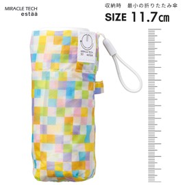 Miracle Tech 10327 Ultra Compact Lightweight Folding Umbrella, 4.6 inches (11.7 cm), UV Protection, 19.7 inches (50 cm), Mosaic, white (off-white)