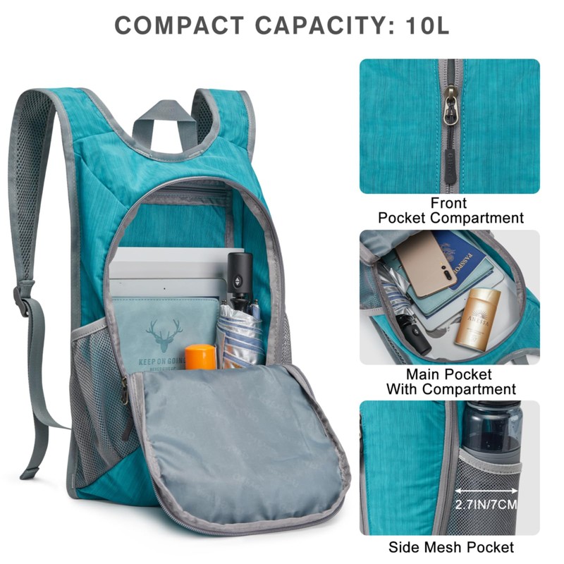 G4Free Small 10L Hiking Backpack Lightweight Foldable Rucksack Casual Hiking