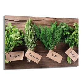 TMK Glass Chopping Board 30 x 22 cm with Spices Motif Chopping Plate Stove Cover Plate Decorative Glass