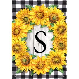 Briarwood Lane Sunflowers Monogram S Garden Flag Floral Everyday 12.5" x 18"