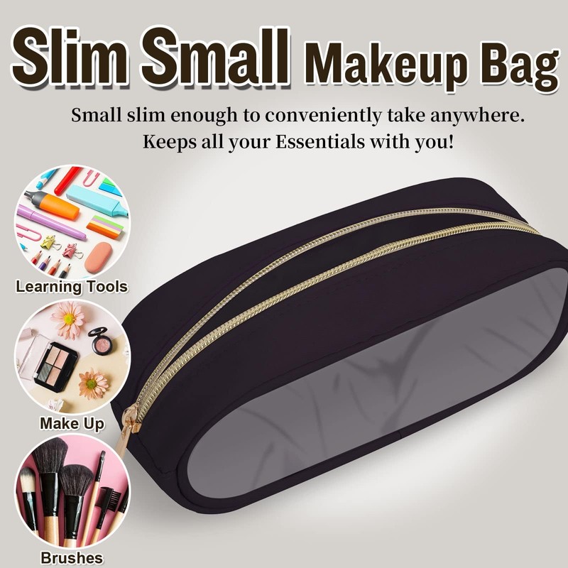 izuzta - Bolso pequeño de nailon con cierre para maquillaje,