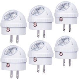 Emotionlite Plug-in Night Lights, Warm White LED Nightlight, 360° Rotation, Dusk to Dawn Sensor, Kids, Adult, Bedroom, Hallway, Bathroom,Kitchen, Stairways, Corridor, 6 Pack