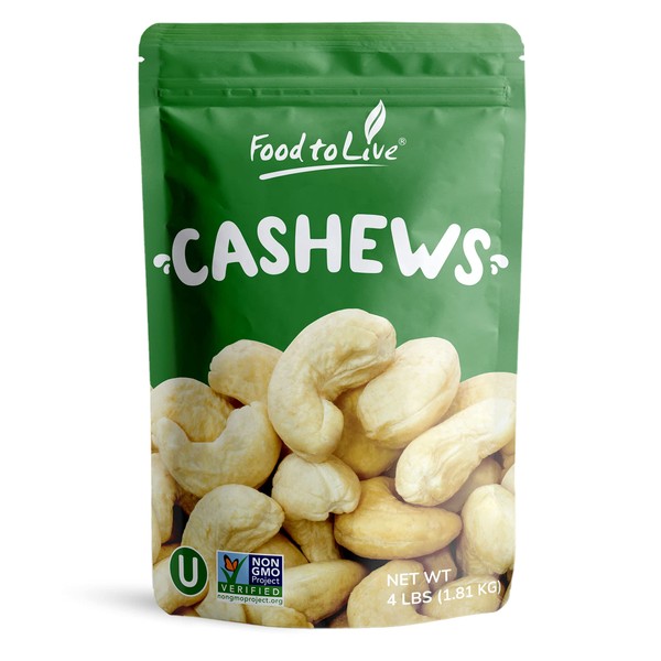 Raw Cashews, 4 Pounds – Deluxe Whole Nuts, Unsalted, Unroasted Fancy Snack, Size W-320, Kosher, Vegan, Bulk, A good source of Magnesium, Phosphorus, Manganese & Copper