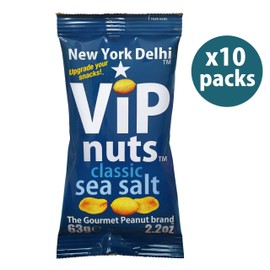 New York Delhi ViPnuts, Classic Sea Salt Peanuts, Vegan, Gluten Free and High Protein. 10 x 63g