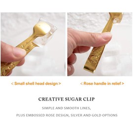 Sugar Tong, Mini Stainless Steel Serving Tongs, Appetizers Tongs Serving Tongs, for Home, Outdoor BBQ, Kitchen, Restaurant(Gold)