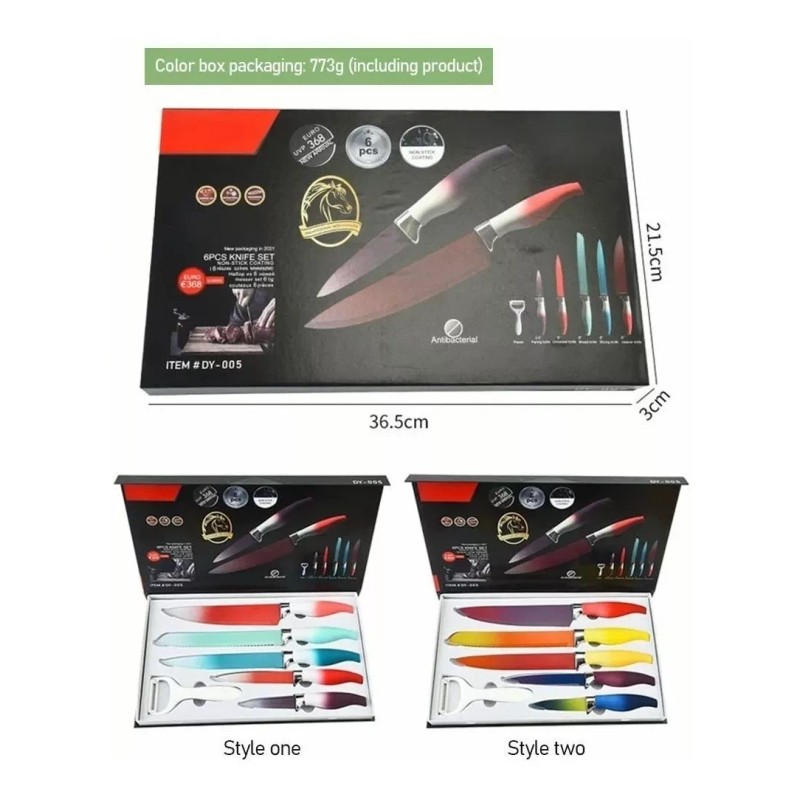 Drowcook Juego De Cuchillos Antiadherentes Multicolor