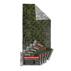 TITAN Survival - Mantas de supervivencia de dos caras XL Mylar de emergencia, paquete de 5 (SHROWD® Woodland CAMO)
