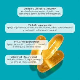 Matter Complete OMG-3, Aceite de Pescado con Omega 3 MaxSimil, Máxima Absorción de EPA y DHA, Apoyo Cardiovascular, Cerebral y Visual, Opción de 60 o 