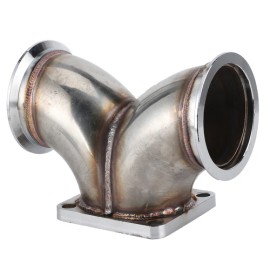 Unbranded Turbo T4 Twin Scroll Flange to 3" 76mm V-band Dual Inlet Y Elbow Exhaust Adapter