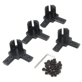 Zeberoxyz 4 Pieces Black 3 Way 3030 Series End Deck Mount with M6 Screws for 8mm Slotted T Shape Aluminum Extrusion Profile Accessories (Series 3030)