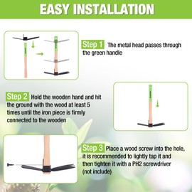 WORKPRO Hoe and Cultivator Garden Rake with 14" Wooden Handle, Sharp Hoe Blade & Sturdy 3 Claw Tiller, 2-in-1 Heavy Duty Gardening Hand Tools for Digging, Loosening Soil, Weeding, Cultivating