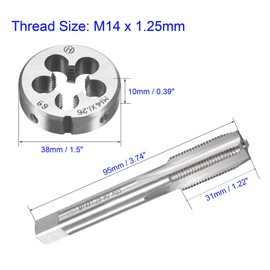 Unifizz M14 x 1.25mm Metric Tap and Die Set, Machine Thread Screw Tap with Round Threading Die, Tap & Die Kit for Nut Screw Bolt Thread Repair