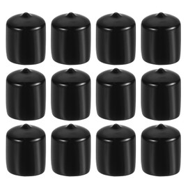 PATIKIL 7/8" ID Round Rubber End Caps, 12 Pcs PVC Rubber Screw Caps, Black