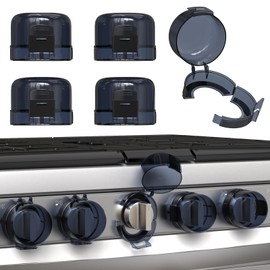 Stove Knob Safety Covers Child Proof Oven Gas Stove Knob Covers for Child Safety, Heat-Resistant, Easy Installation, Baby Proofing Kitchen Gas Range Oven Knobs Locks, Black, 5 Pack