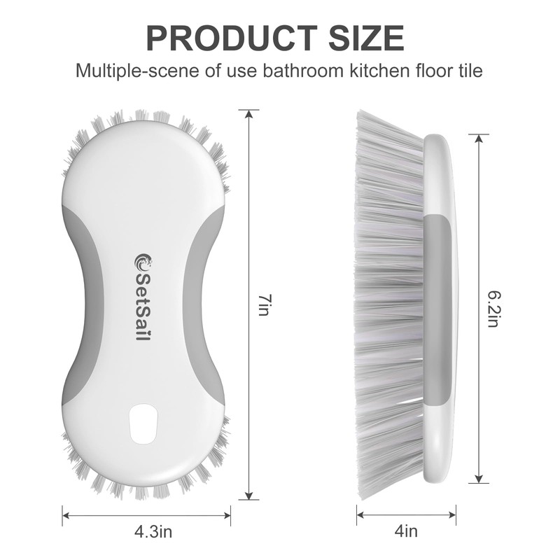 SetSail Multi-Purpose Scrub Brush of 2 Pack, Gray